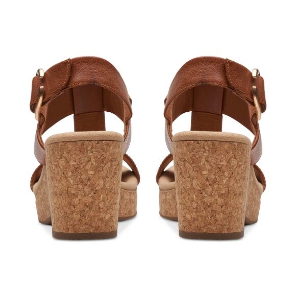 NWT Clarks Women's Giselle Style Wedge Sandal, Tan Leather, 5.5 - Picture 2 of 2